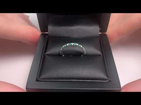 LFRD464WE: Emerald & Diamond Half Eternity Ring 0.35ct, 9k White Gold