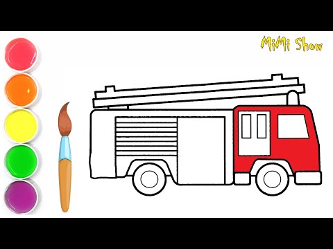 Comment dessiner un camion de pompiers | Livre de coloriage pour les enfants | Livre de coloriage