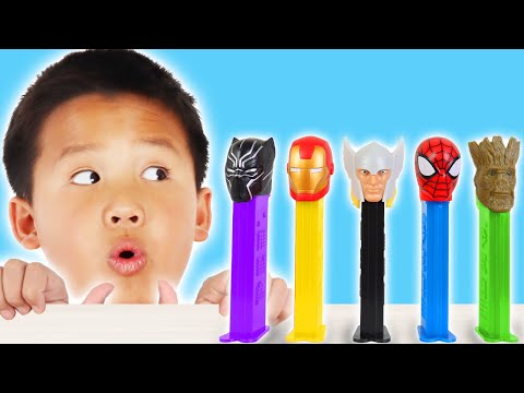 Eric & Kaden Superhero Kids Candy Powers: Spider-Man Iron Man & Groot Save the Day!