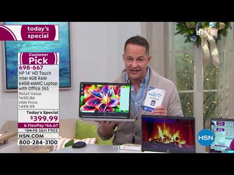 HP 14" HD Touch Intel 4GB RAM 64GB eMMC Laptop with Offi...