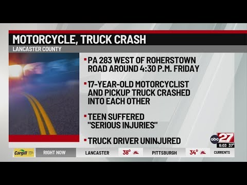 Teen seriously injured after motorcycle crash in Lancaster County