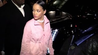 Rihanna comes out of her Fenty x Puma after party diner in Paris