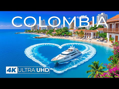[4K] Colombia 🇨🇴 Luxury Coastal Escape & Colorful Caribbean City Views Aerial Journey