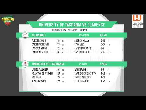 CTPL Premier League Men's 1st Grade Semi Final - University of Tasmania v Clarence Day 1