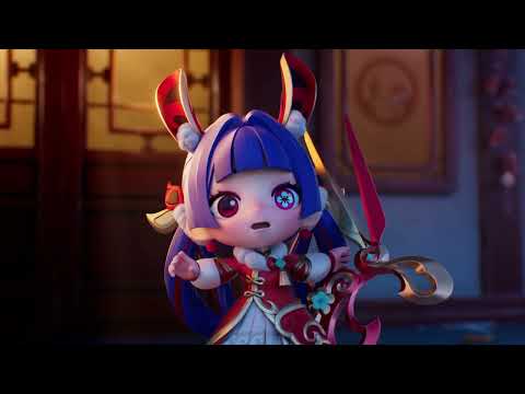 Cinematic Gwen Mythmaker & Gwen Prestige Mythmaker Chibi - TFT: Golden Spatula