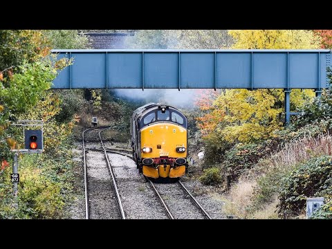 DRS Class 37 & 66 No's. 37218 & 66427 on 0Z69 York P.S - Crewe G.B @ Stamford Road on 23.10.22 - HD