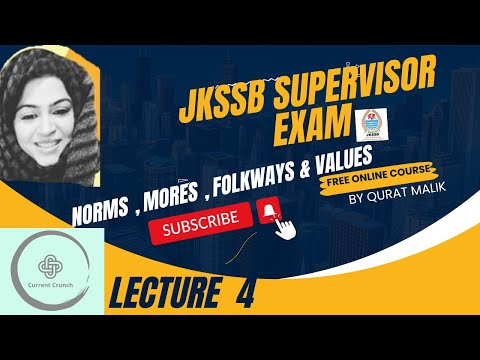 LECTURE 4 : NORMS , MORES , VALUES & FOLKWAYS~SUPERVISOR EXAM JKSSB.