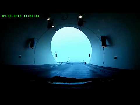 Driving in Hungary: M6 tunnels section with heavy fog