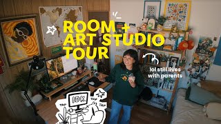 My Small Art Studio Setup ✶ Room & Desk Tour ✏️🌷 working from home | artist diaries vlog