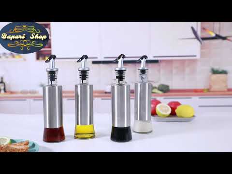 Glass Oil Dispenser with Steel Cover Seasoning Bottle  500ml