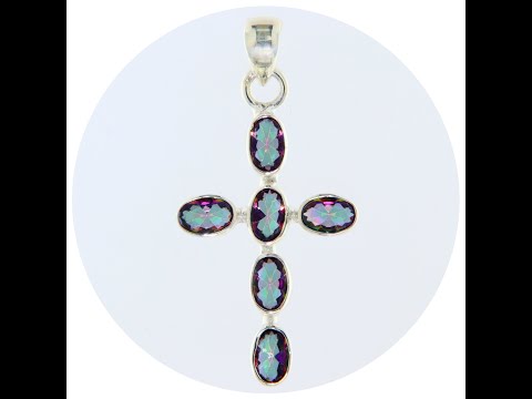 Pandantiv Argint 925 Cruce Topaz Mistic - Stralucire Mistica