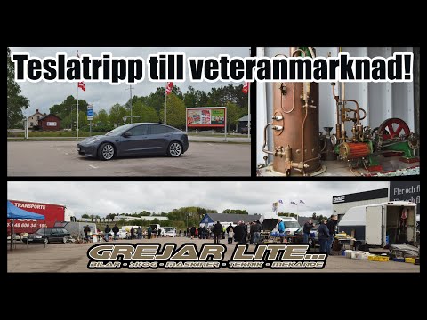 Tesla Model 3 LR på tur till Markaryds veteranmarknad