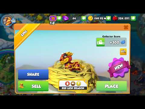 Hatched Red Lion dragon + Hatching Scarf dragon