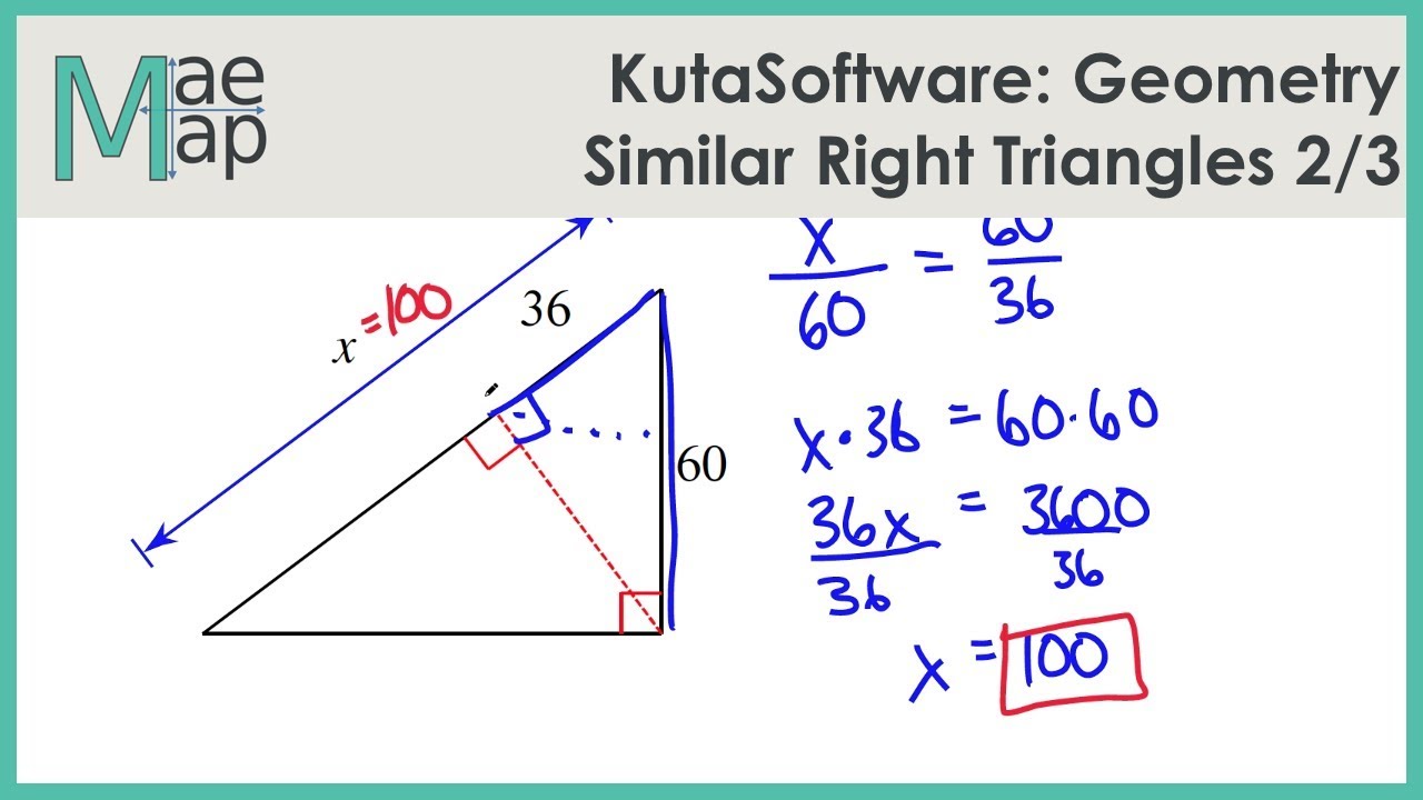 KutaSoftware: Geometry- Similar Right Triangles Part 2