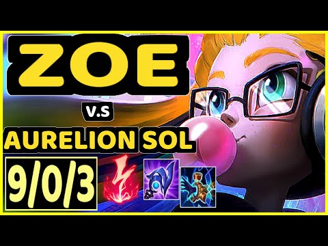 TINOWNS (ZOE) vs AURELION SOL - 9/0/3 KDA MID GAMEPLAY - BR Ranked GRANDMASTER