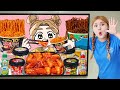 HIU 하이유 Real VS Animation | Mukbang Pororo TTeokbokki Fire Spicy Noodle Black Noddle Sandwich