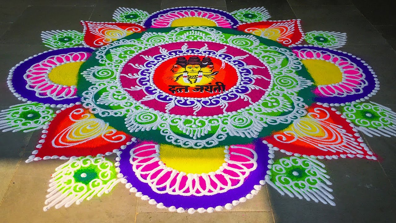 Sanskar bharti rangoli design datta jayanti festival by rohit bhoir