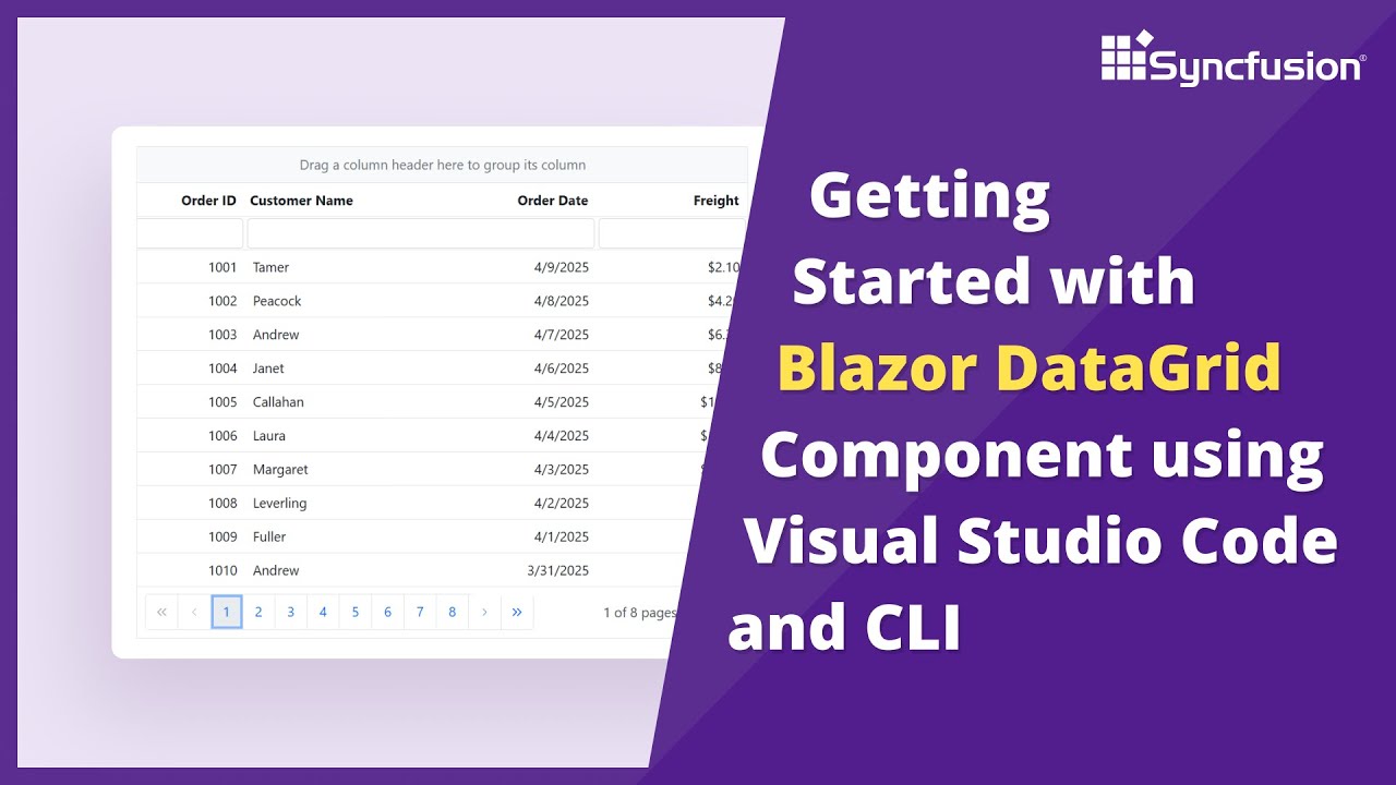 Getting Started with Blazor DataGrid Using Visual Studio Code and CLI