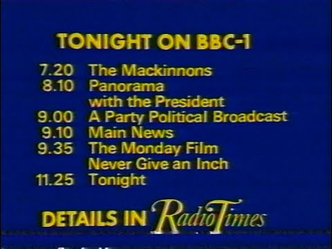 Monday 2nd May 1977 BBC1 Northern Ireland - Spotlight - A Question Of Sport - Rare Domestic