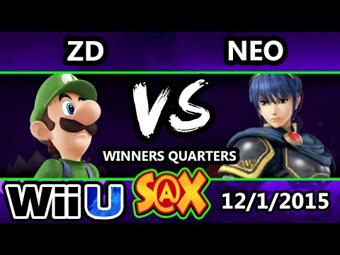 S@X 126 - ZD (Luigi) Vs. Neo (Marth) SSB4 Winners Quarters - Smash Wii U - Smash 4