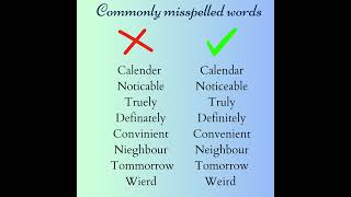 Commonly misspelled words in English  #youtubeshorts #learnenglish #shorts