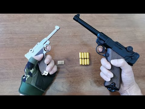 Mini Luger P08 Pistol VS Luger P08 Auto Shell Ejecting Blowback Toy Gun 2023