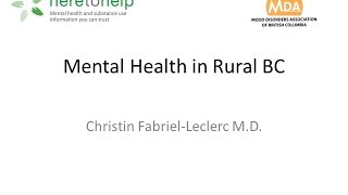 Mental Health in Rural BC