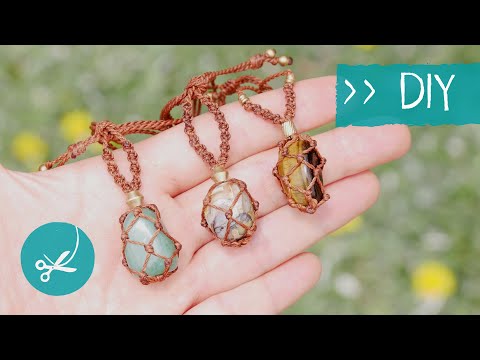 MAKRAMEE Anleitung ➡ KETTE mit Stein