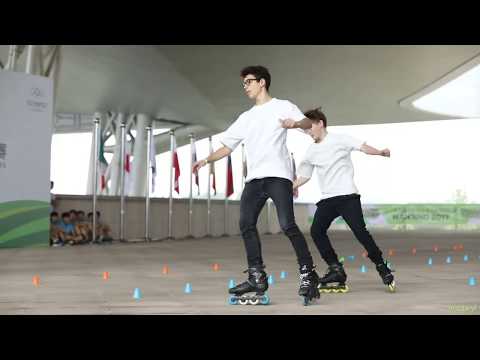2017 Roller Games，Pair Slalom 8th，Lissoni Alessandro，Ferrari Roberto，南京 2017 全项目轮滑锦标赛 自由式轮滑 双人花桩 8th