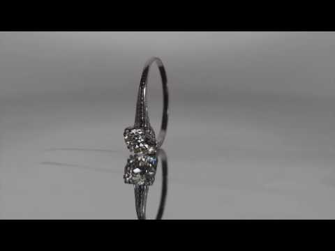 Circa 1920s Art Deco Platinum GIA Certified 1.31ct Circular Brilliant Cut Diamond Engagement Ring