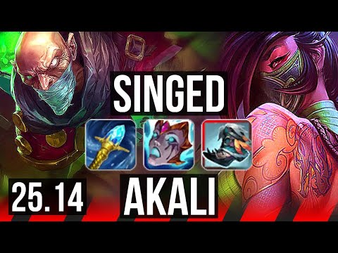 SINGED vs AKALI (TOP) | EUW Grandmaster | 25.14