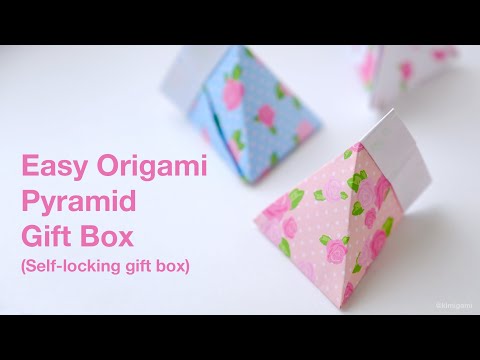 How to fold this easy and simple origami self-locking pyramid gift box