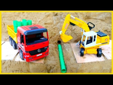 Vidéo pour enfants de voitures de construction. Répartition de la route