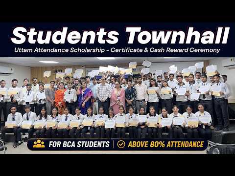 Uttam Attendance Scholarship Ceremony honoring IIBM BCA students with 80%+ attendance.