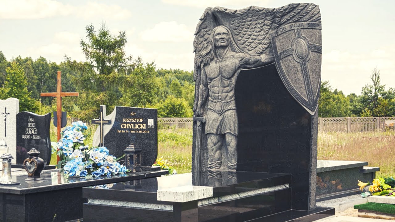Ekskluzywny Nagrobek z Rzeźbą - Michała Archanioła. Pracowania Kamieniarska ML.