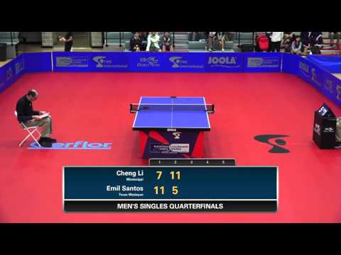 2016 NCTTA Nationals Men's Singles 1/4 Final - Cheng Li (Mississippi) vs Emil Santos (Wesleyan)