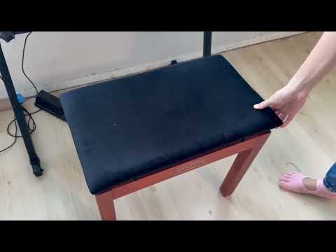 Augioth Solid Wood Piano Bench with Storage | Professional Keyboard Stool with Suede Cushion,An piano stool designed for extended practice sessions(Brown) image 8