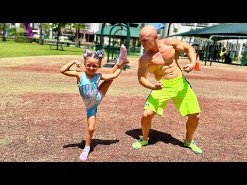 Kampf zwischen superstarkem Mädchen und Bodybuilder