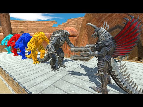 GIGAN FINAL WARS ARENA DEATH RUN vs COLORED MECHA GODZILLA - Animal Revolt Battle Simulator