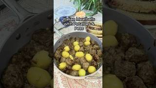 One Pan Italian Meatballs with Potatoes and Peas                #easyrecipe #ItalianFood #meatballs