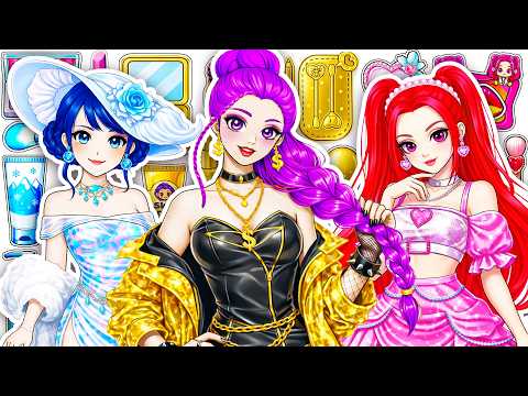 Paper Dolls DIY💖 KPOP DEMON HUNTERS Rumi Zoey Mira Glow Up Prom Dresses Ruby, Gold & Diamond Fashion