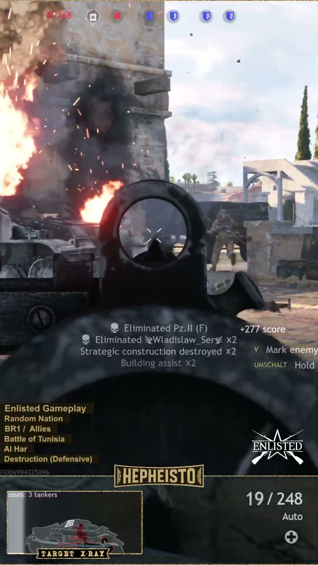 Assaulter eliminates Panzer II (F) with Explosion Pack