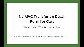 NJ MVC Transfer on Death Form for Cars