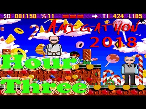 Amigathon 2018 Hour 3, featuring Lemmings 2, Battle Squadron, and Deluxe Galaga