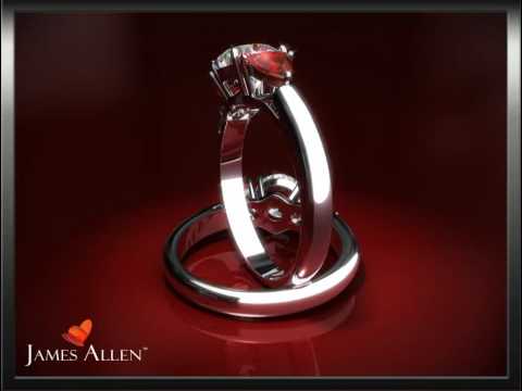 18k White Gold 3-Stone Trillion Cut Ruby Engagement Ring