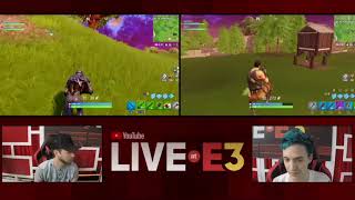 Ninja and Ali-A Play Fortnite Live in the YouTube Live at E3 2018 Studio