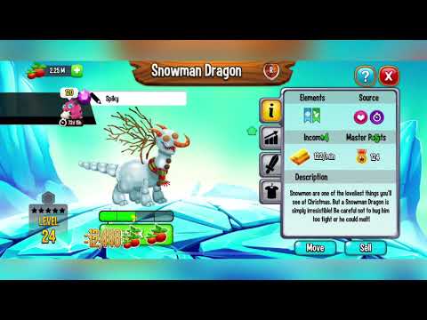 Dragon City - Snowman Dragon Hatch And level up | Snowman Dragon Skins and animation