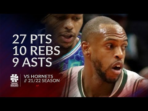 Khris Middleton 27 pts 10 rebs 9 asts vs Hornets 21/22 season