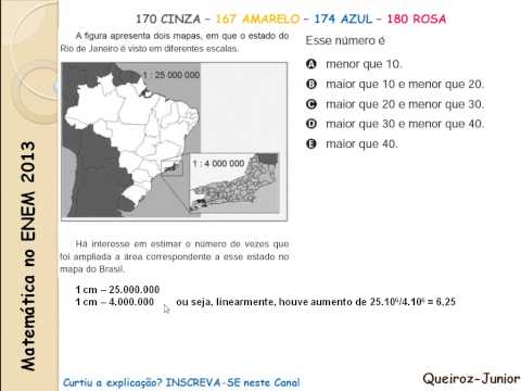 Matemática ENEM 2013 - 167 amarelo - 170 cinza - 174 azul - 180 rosa