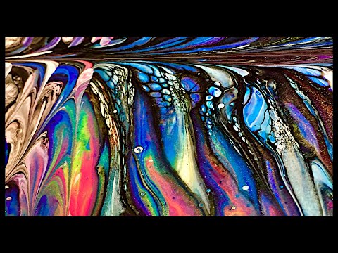 Acrylic Pour Fluid Art Video of a Paint Kiss Feather using Shelee Art Pouring Medium Experiment
